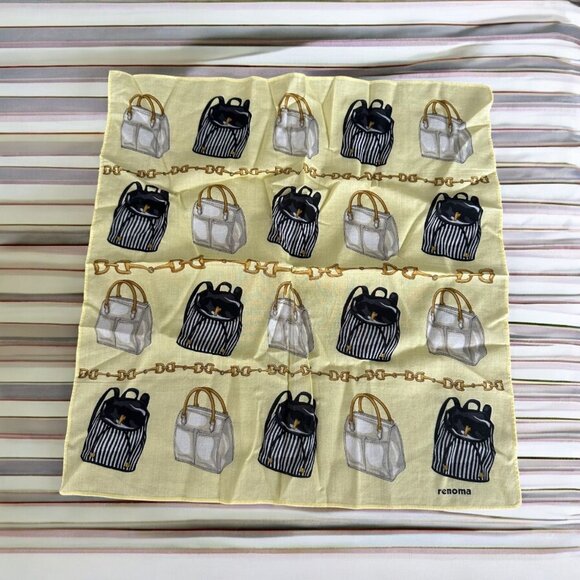 RENOMA Paris Handbag Print 16" x 16" Cotton Scarf - Picture 1 of 7